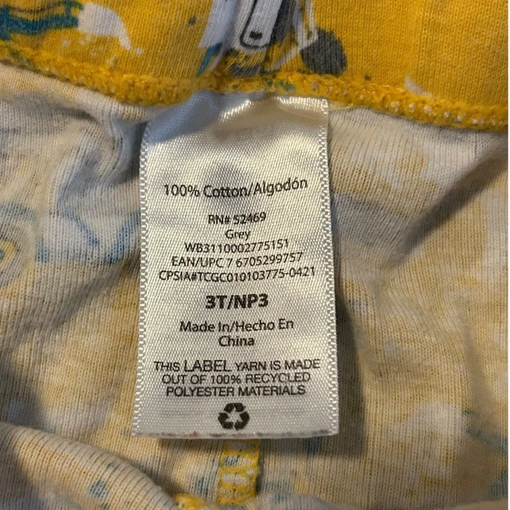 Old Navy Toddler Boys Yellow Construction Truck Cotton Pajama Pants 3T 1507